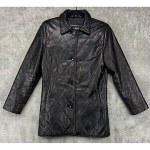 Kasper‎ Women's Quilted Leather Jacket Medium Black Fashion Stylish